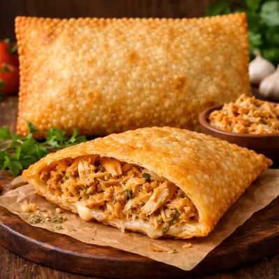 Pastel de frango desfiado